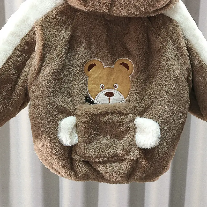 Boys Woolen Zipper Jacket with Fleece Lining & Rabbit Embroidery — feature 4