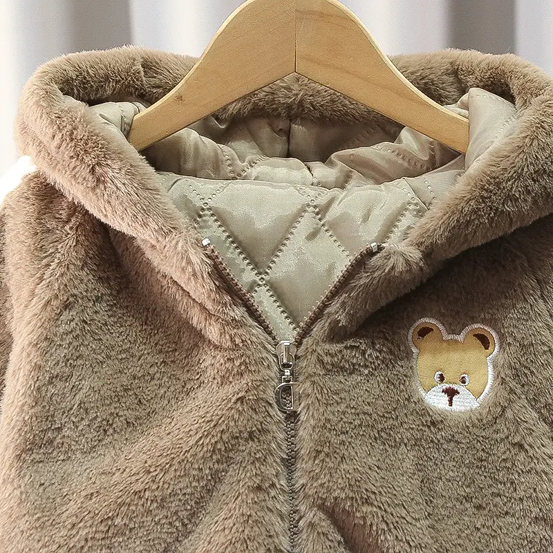 Boys Woolen Zipper Jacket with Fleece Lining & Rabbit Embroidery — feature 5