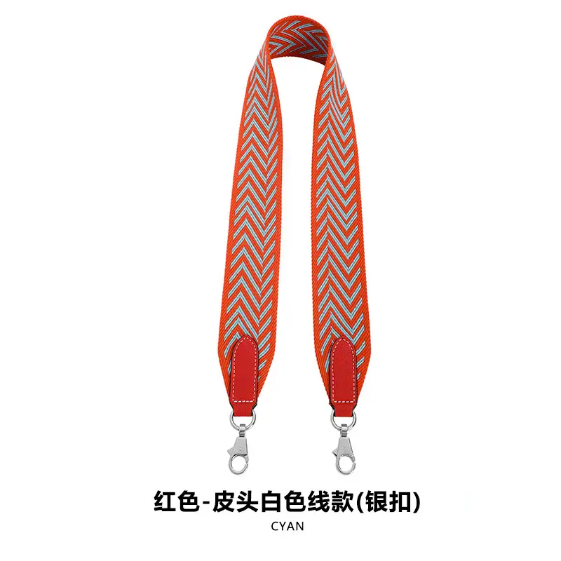 F-54 webbing 5cm red white line silver buckle