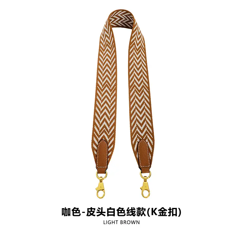 F-54 webbing 5cm brown white line K gold buckle