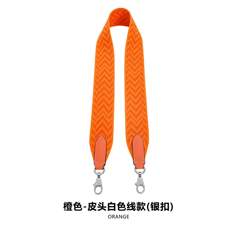 F-54 Ribbon 5cm Orange White Line Silver Buckle