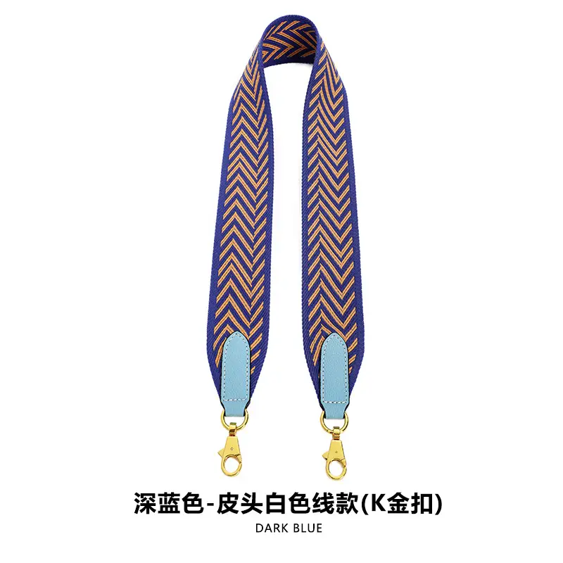 F-54 webbing 5cm dark blue white line K gold buckle