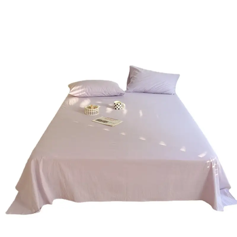 Ins Style Pure Cotton Bed Sheet All Cotton Quilt Cover Single Piece Solid Color Pillowcase Single Product Bed Hat for Nude Sleeping Dormitory Bedding