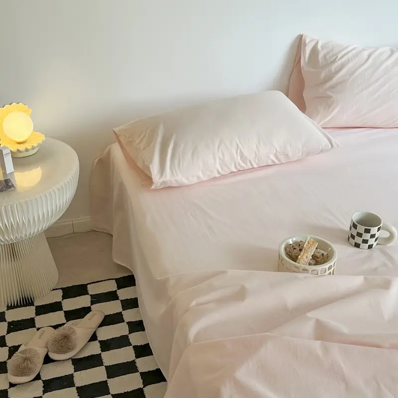 Ins Style Pure Cotton Bed Sheet All Cotton Quilt Cover Single Piece Solid Color Pillowcase Single Product Bed Hat for Nude Sleeping Dormitory Bedding