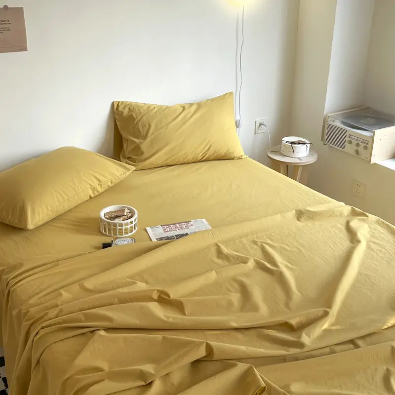 Ins Style Pure Cotton Bed Sheet All Cotton Quilt Cover Single Piece Solid Color Pillowcase Single Product Bed Hat for Nude Sleeping Dormitory Bedding