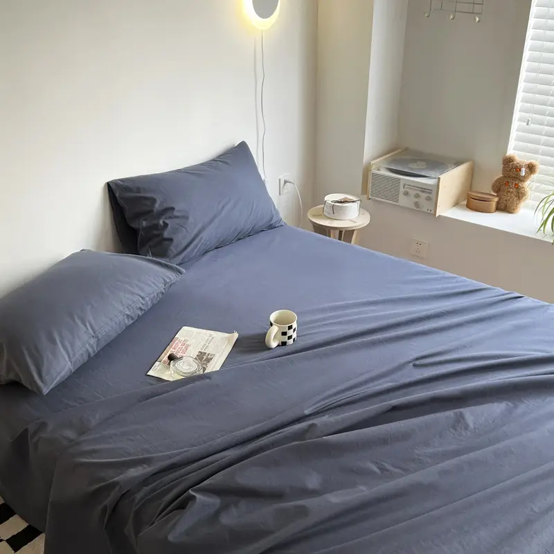 Ins Style Pure Cotton Bed Sheet All Cotton Quilt Cover Single Piece Solid Color Pillowcase Single Product Bed Hat for Nude Sleeping Dormitory Bedding