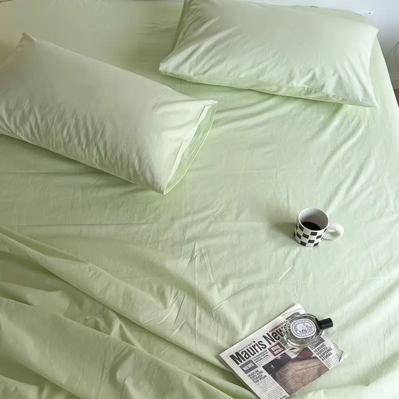 Ins Style Pure Cotton Bed Sheet All Cotton Quilt Cover Single Piece Solid Color Pillowcase Single Product Bed Hat for Nude Sleeping Dormitory Bedding