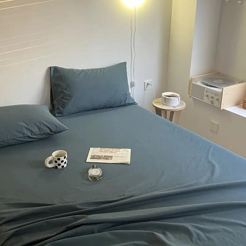 Ins Style Pure Cotton Bed Sheet All Cotton Quilt Cover Single Piece Solid Color Pillowcase Single Product Bed Hat for Nude Sleeping Dormitory Bedding