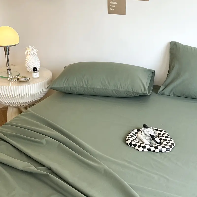 Ins Style Pure Cotton Bed Sheet All Cotton Quilt Cover Single Piece Solid Color Pillowcase Single Product Bed Hat for Nude Sleeping Dormitory Bedding
