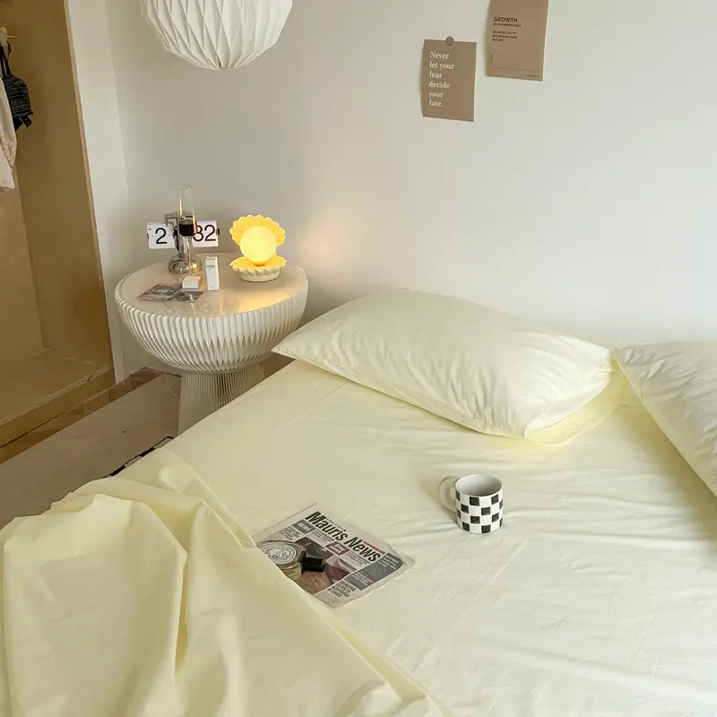 Ins Style Pure Cotton Bed Sheet All Cotton Quilt Cover Single Piece Solid Color Pillowcase Single Product Bed Hat for Nude Sleeping Dormitory Bedding