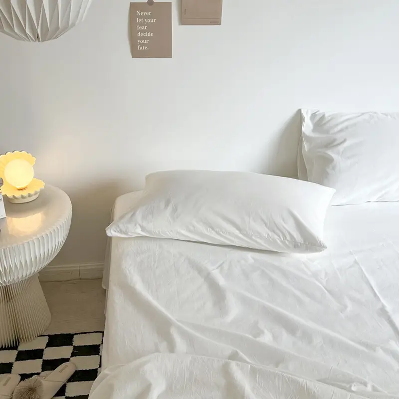Ins Style Pure Cotton Bed Sheet All Cotton Quilt Cover Single Piece Solid Color Pillowcase Single Product Bed Hat for Nude Sleeping Dormitory Bedding