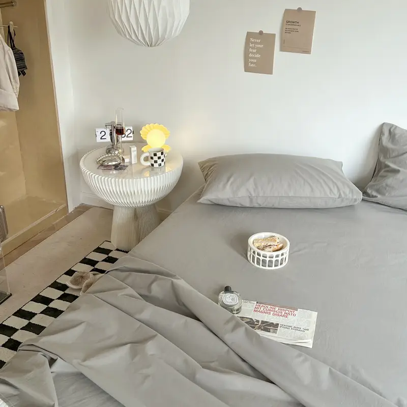 Ins Style Pure Cotton Bed Sheet All Cotton Quilt Cover Single Piece Solid Color Pillowcase Single Product Bed Hat for Nude Sleeping Dormitory Bedding