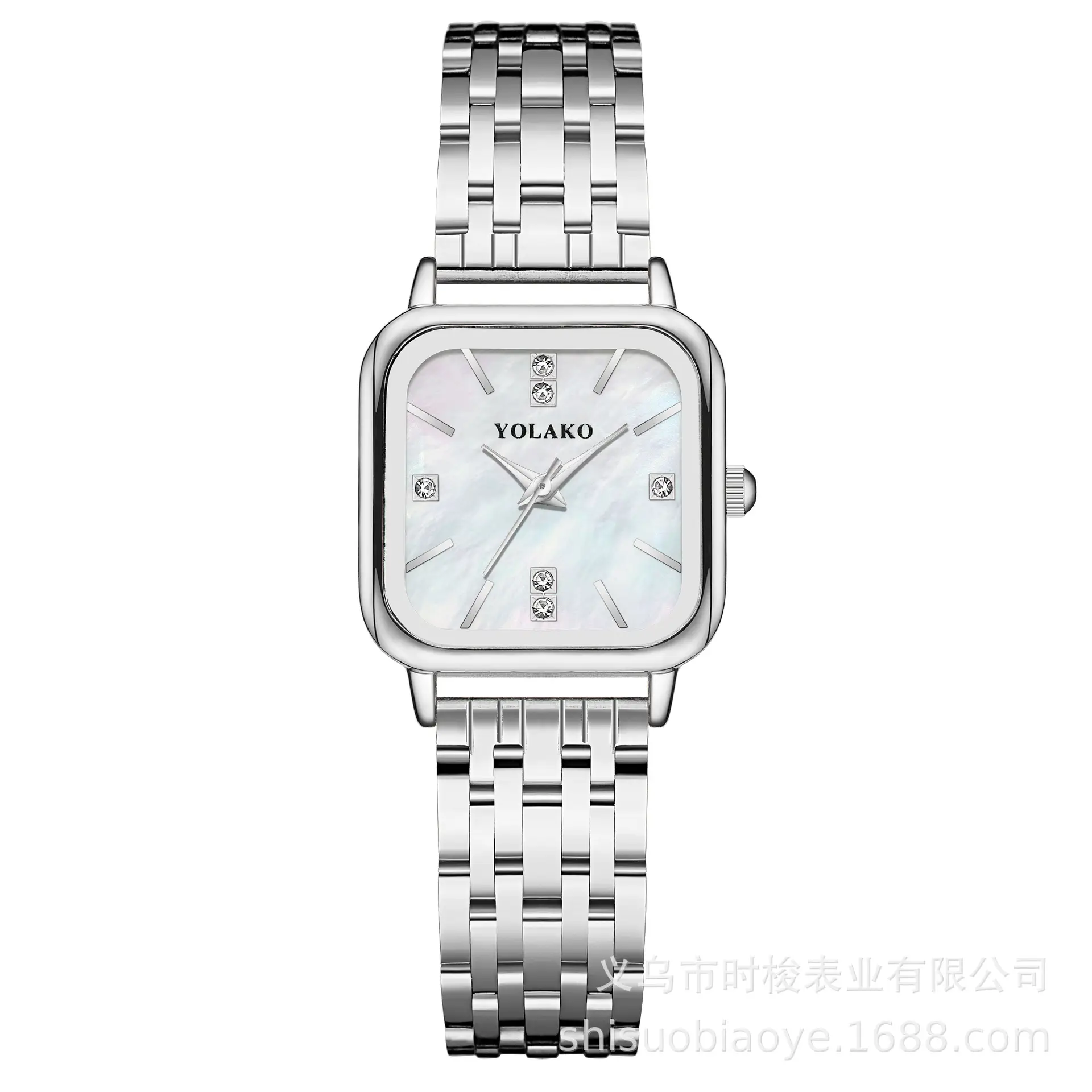 Yolako Women's Quartz Watch Silver Steel Band Elegant Rectangular - Image 5
