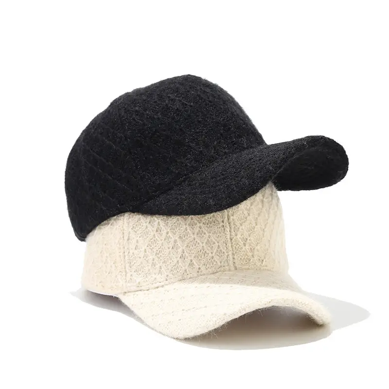 White Knitted Baseball Cap for Men Women Winter Warm - Image 8