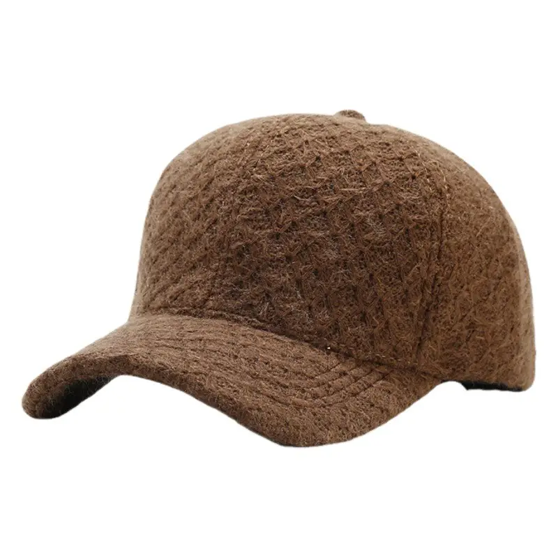 White Knitted Baseball Cap for Men Women Winter Warm