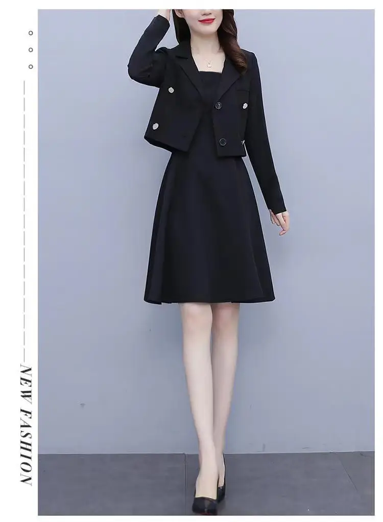 Women Two-Piece Suit Maroon Slim Dress with Suspender Skirt — feature 11