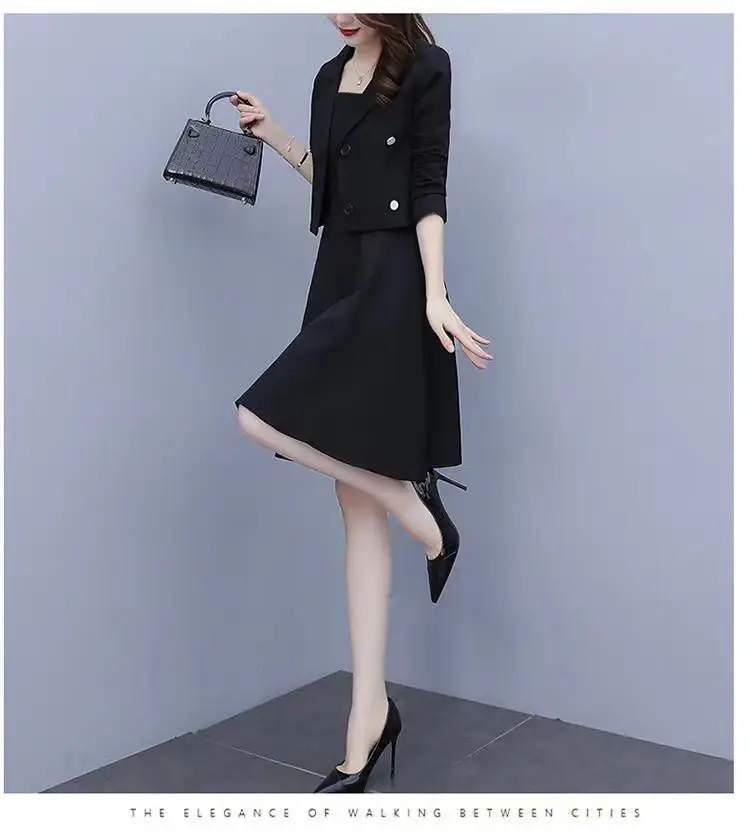 Women Two-Piece Suit Maroon Slim Dress with Suspender Skirt — feature 12