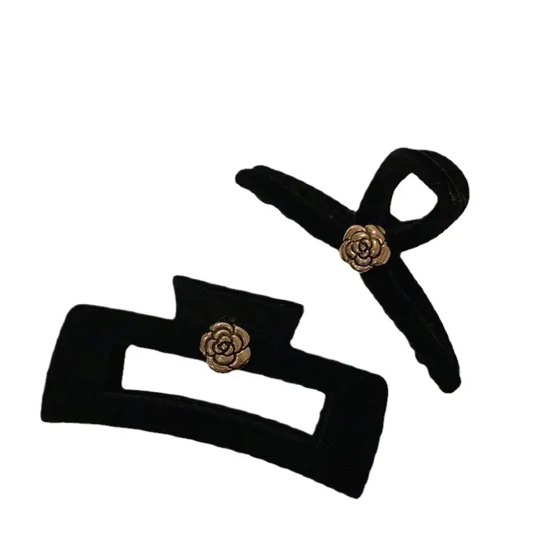 Black Retro French Camellia Hair Clip for Updo - Image 10