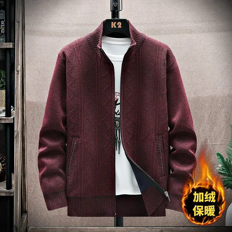 Men Fleece Lined Winter Hooded Cardigan Jacket — feature 3