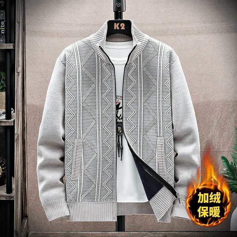 Men Fleece Lined Winter Hooded Cardigan Jacket — feature 5