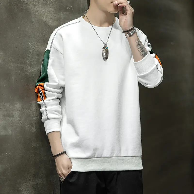 Men's White Green Orange Crewneck Sweatshirt - Image 6