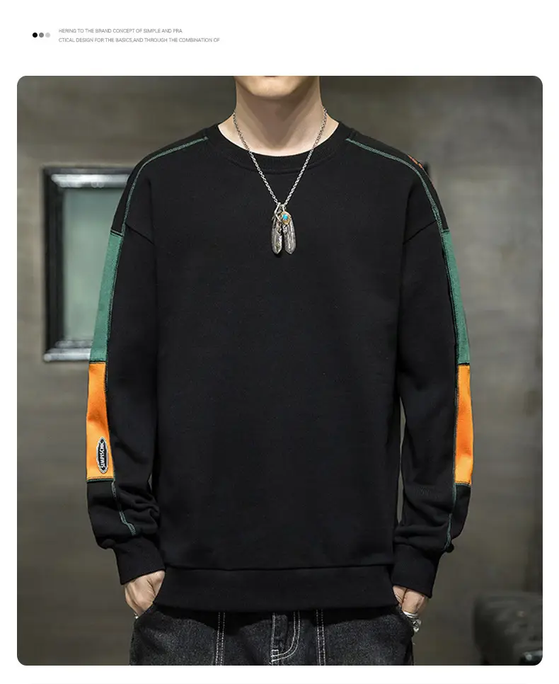 Men's White Green Orange Crewneck Sweatshirt — feature 2