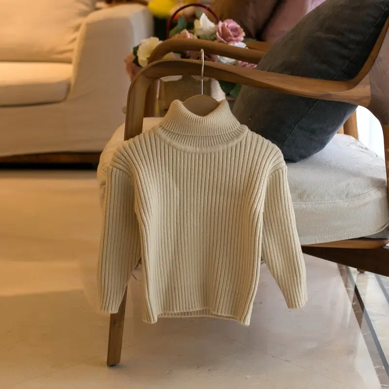 Korean Style Striped Turtleneck Pullover Brown