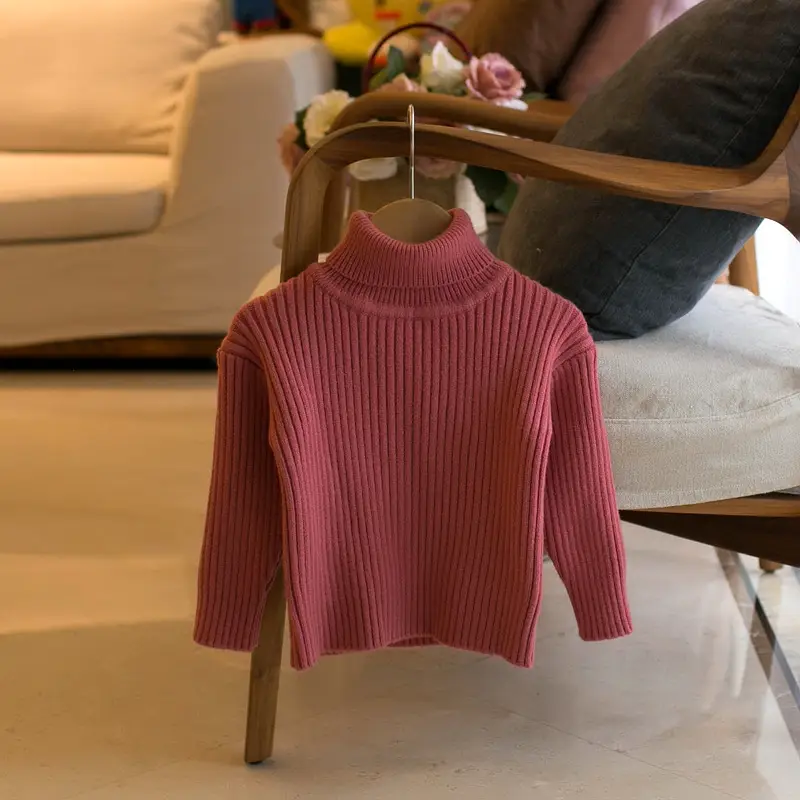 Korean Style Striped Turtleneck Pullover Brown