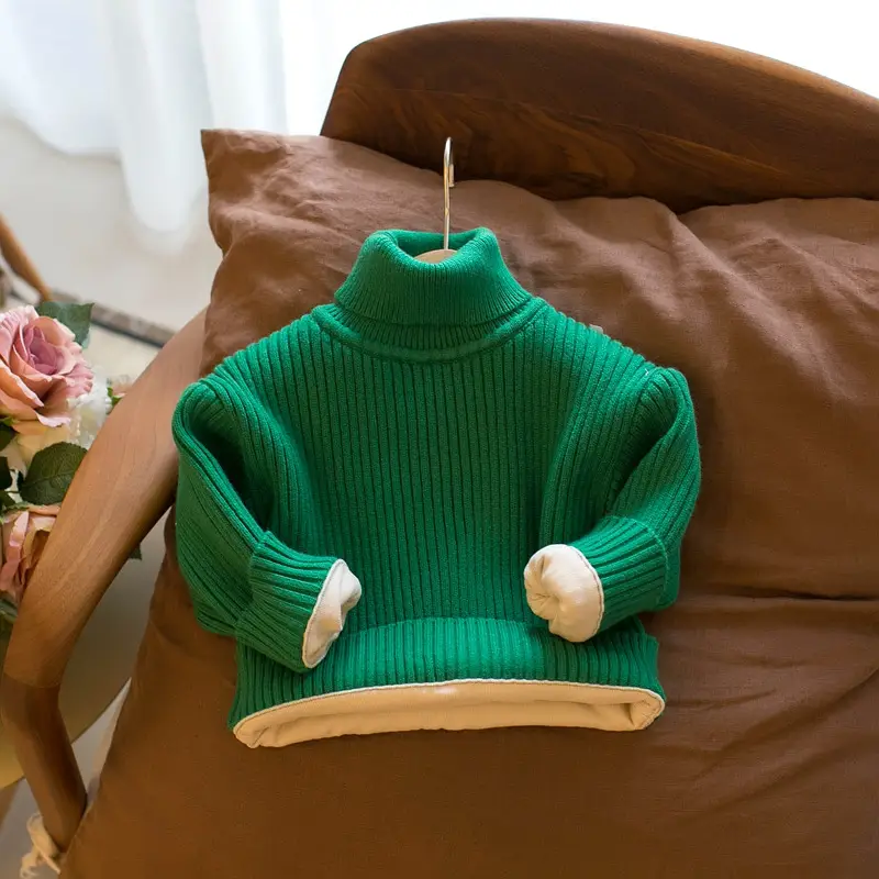 Korean Style Striped Turtleneck Pullover Brown