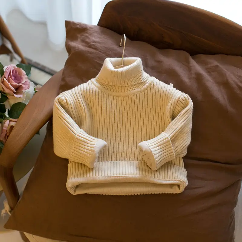 Korean Style Striped Turtleneck Pullover Brown