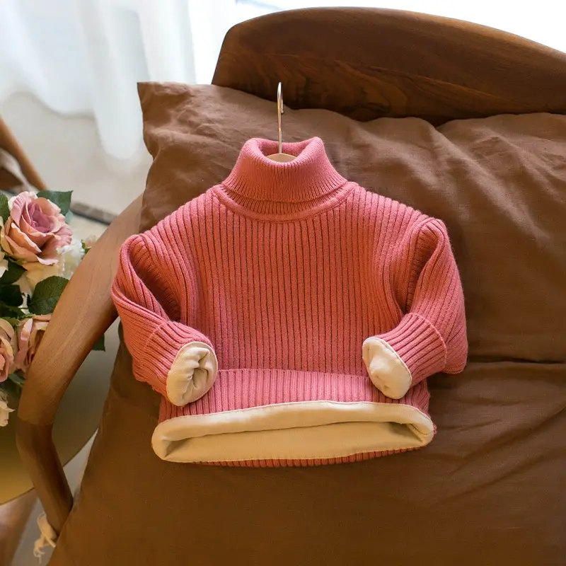 Korean Style Striped Turtleneck Pullover Brown