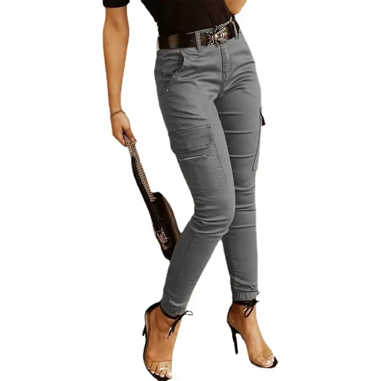 Women's Low Waist Button Trousers Solid Color - Image 5