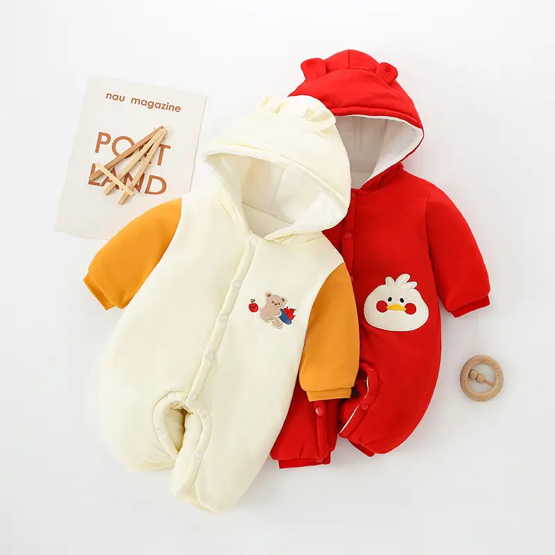 Baby Cotton Padded Hooded Jumpsuit Light Green
