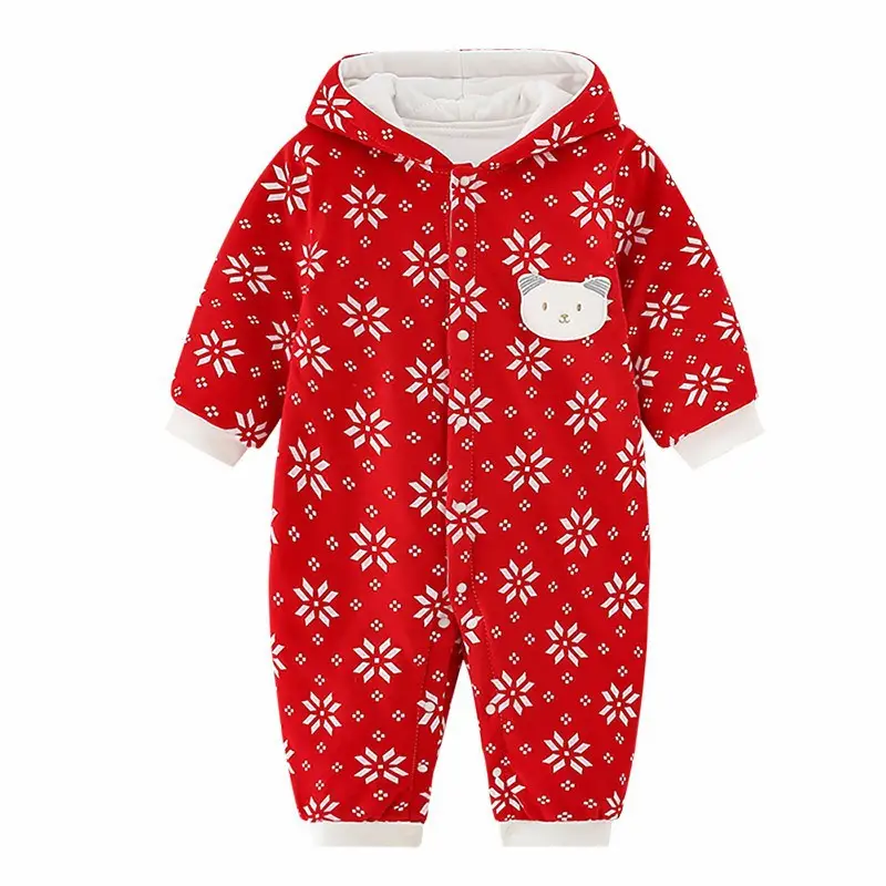 Baby Cotton Padded Hooded Jumpsuit Light Green