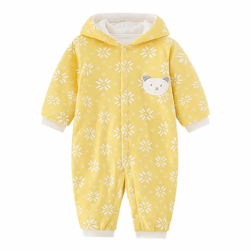 Baby Cotton Padded Hooded Jumpsuit Light Green