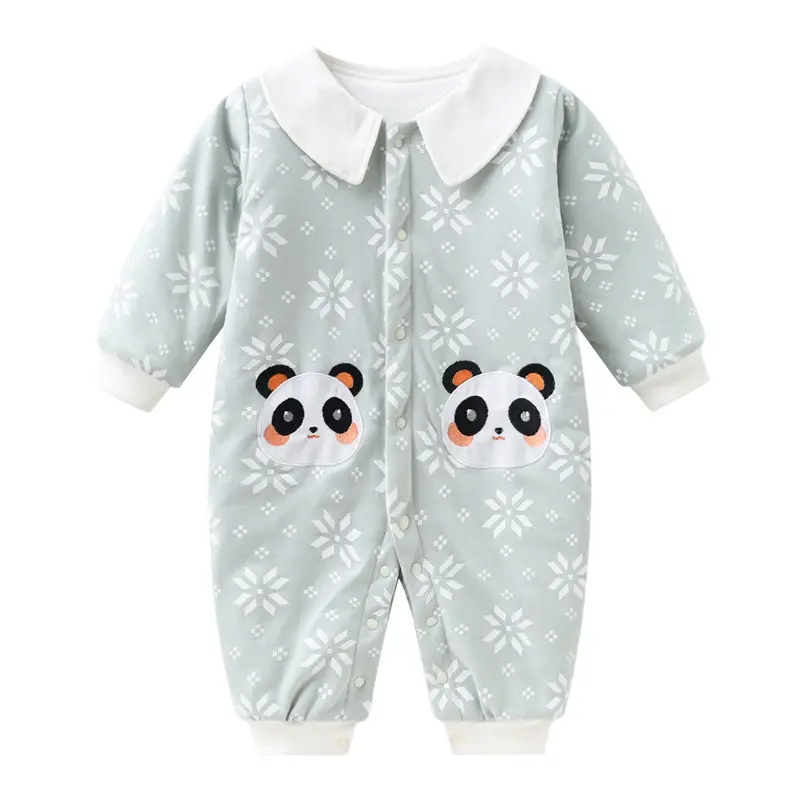 Baby Cotton Padded Hooded Jumpsuit Light Green