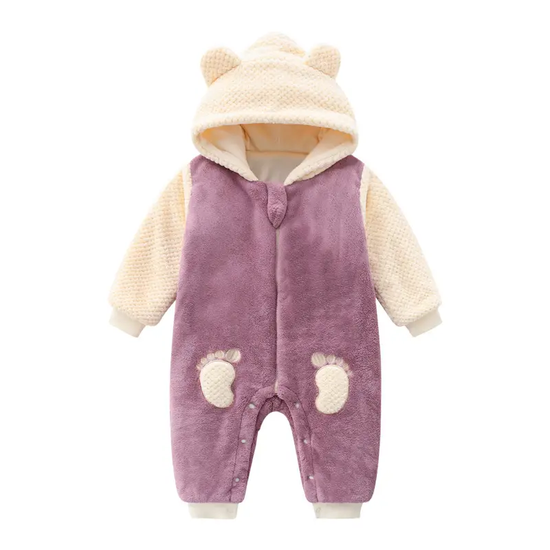 Baby Cotton Padded Hooded Jumpsuit Light Green