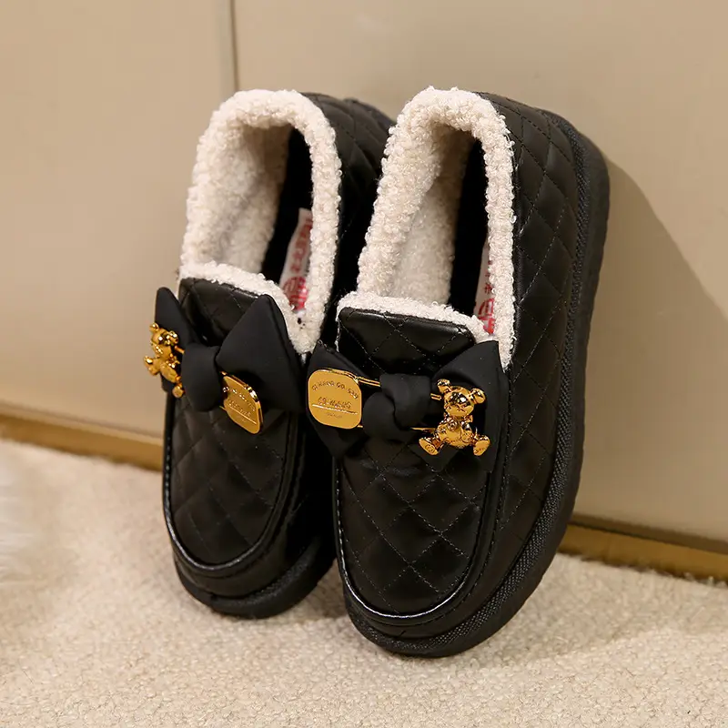 Winter New Women's Snow Boots Leather Waterproof Non-slip Warm fleece-lined Thickened Students Cotton Shoes Slip-on Peas Shoes - Image 4