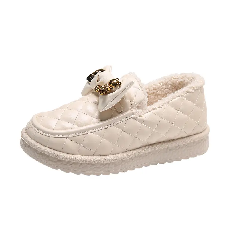 Winter New Women's Snow Boots Leather Waterproof Non-slip Warm fleece-lined Thickened Students Cotton Shoes Slip-on Peas Shoes - Image 7