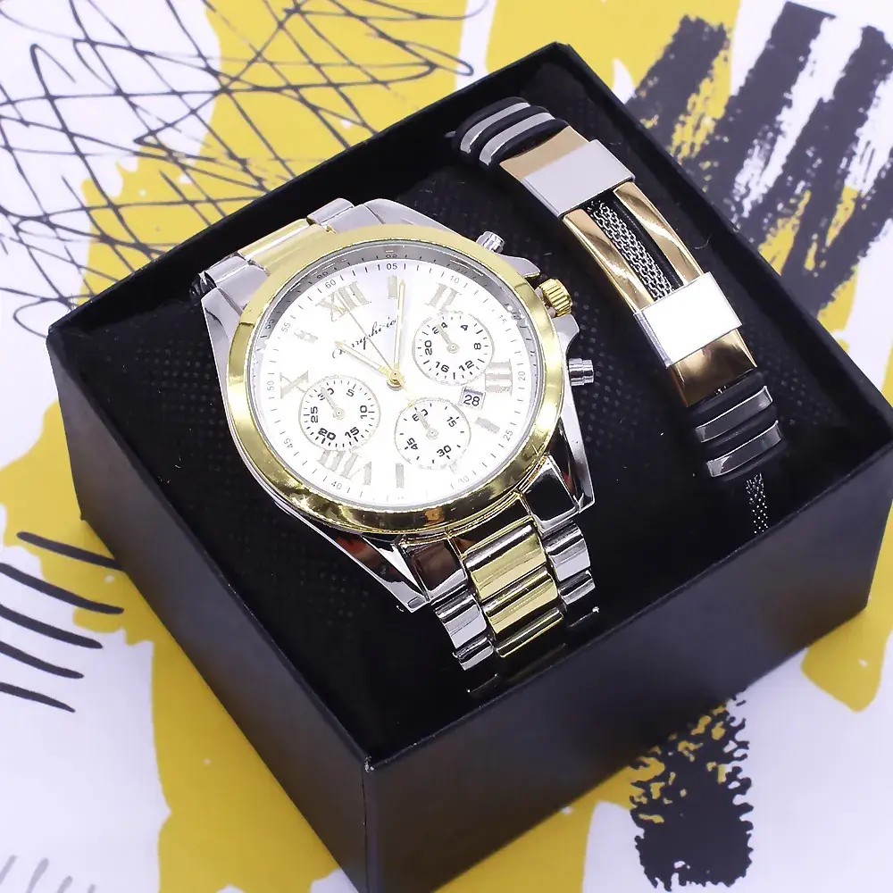 Couples Wristwatch Set Gold Silver Watch Box - Image 4