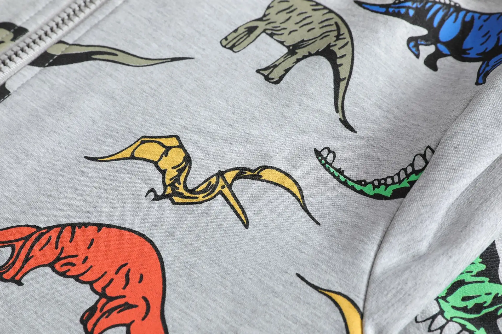 Dinosaur Printed Kids Hooded Sweater Grey — feature 12
