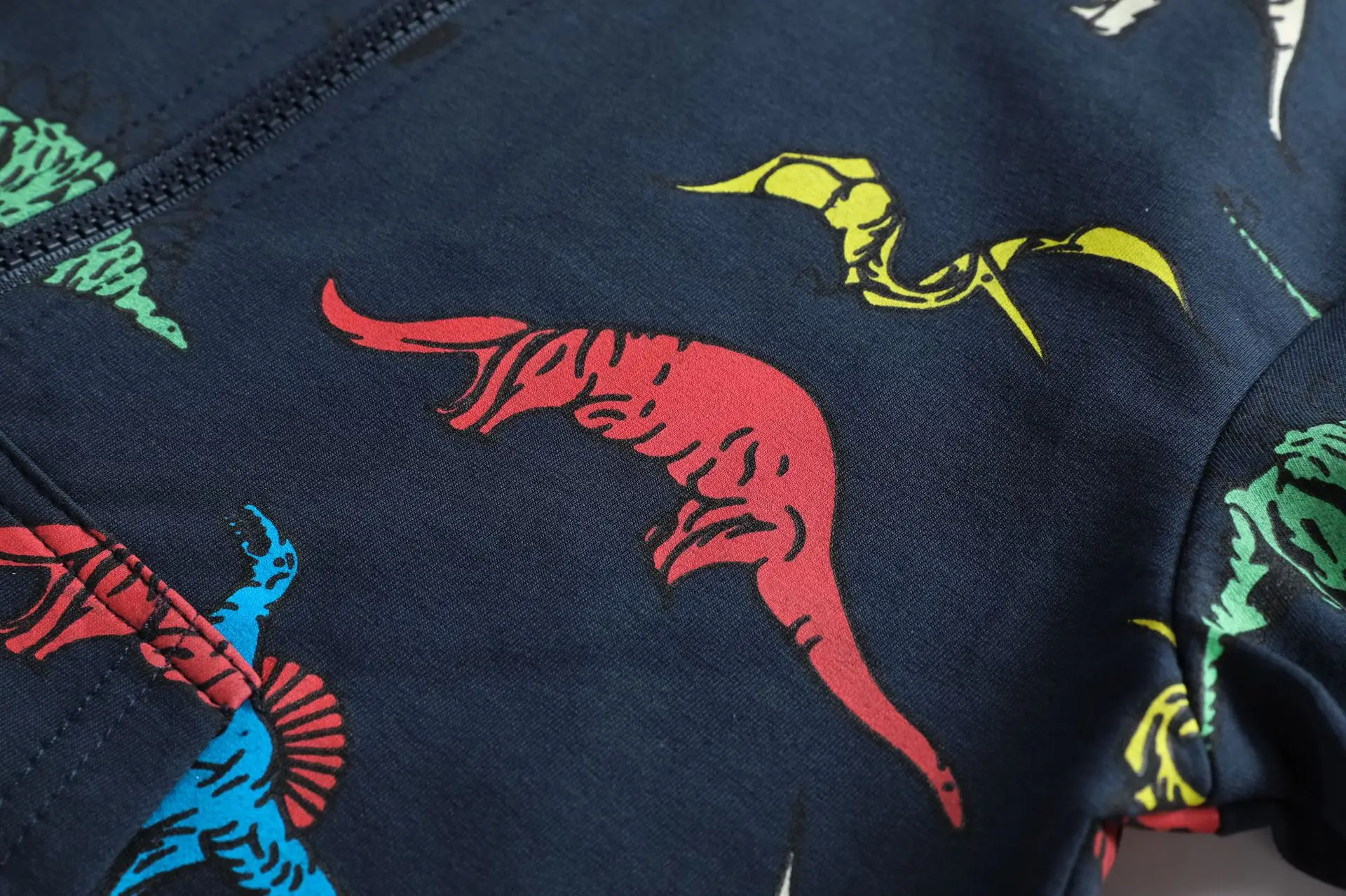 Dinosaur Printed Kids Hooded Sweater Grey — feature 13