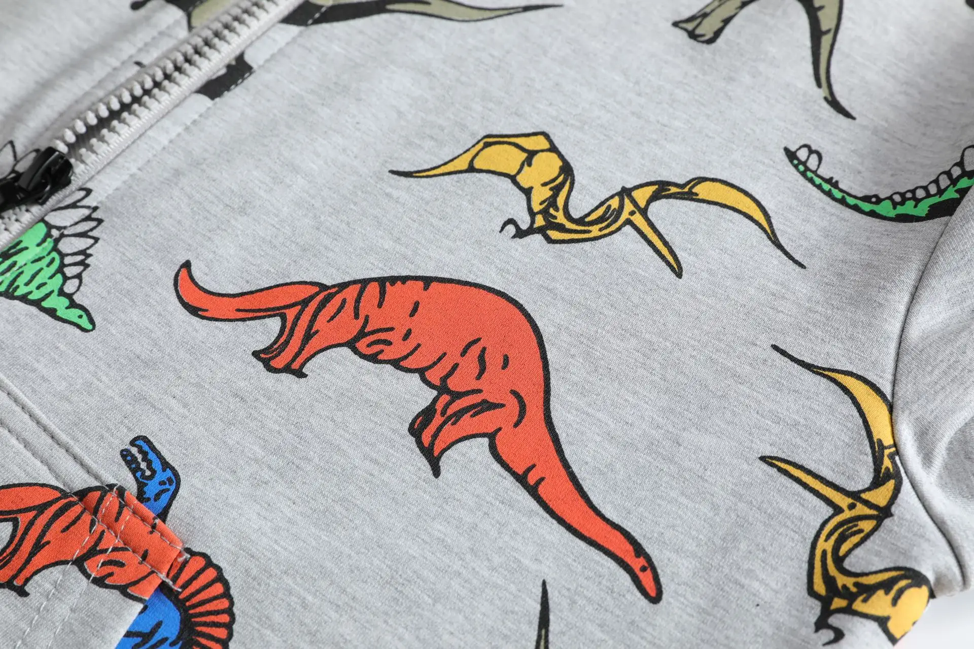 Dinosaur Printed Kids Hooded Sweater Grey — feature 14