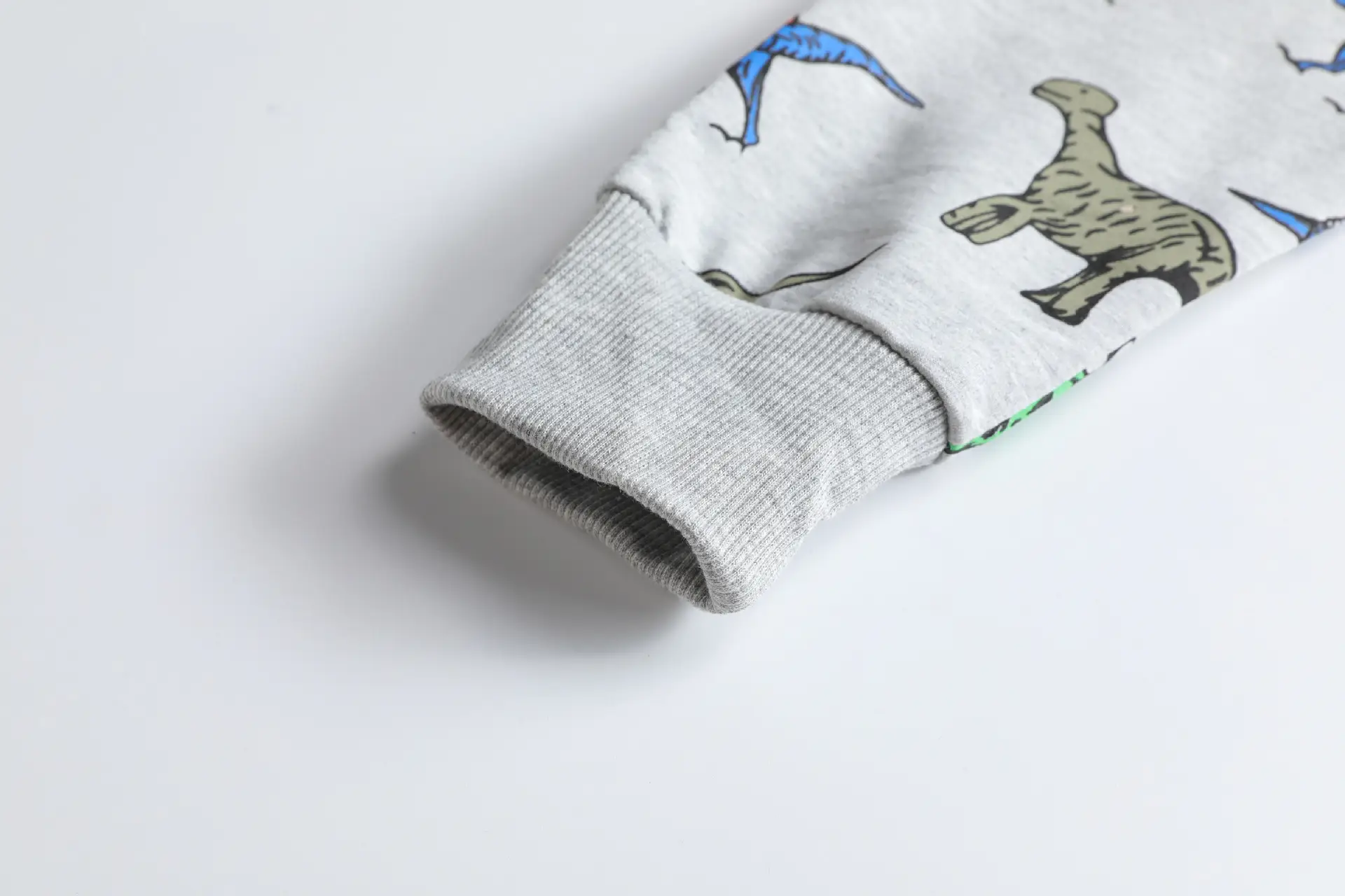 Dinosaur Printed Kids Hooded Sweater Grey — feature 17