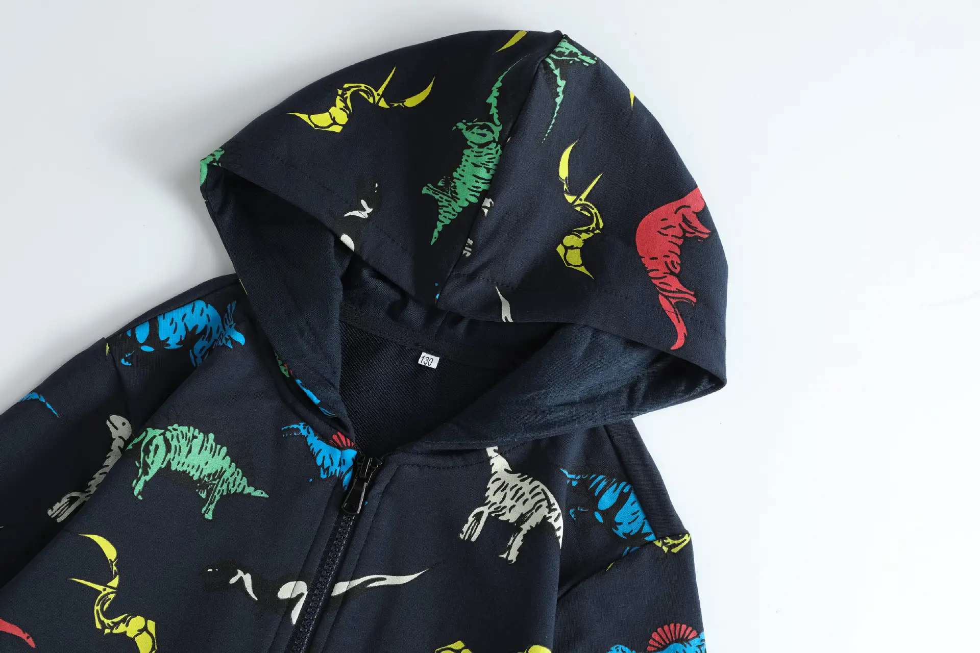 Dinosaur Printed Kids Hooded Sweater Grey — feature 5
