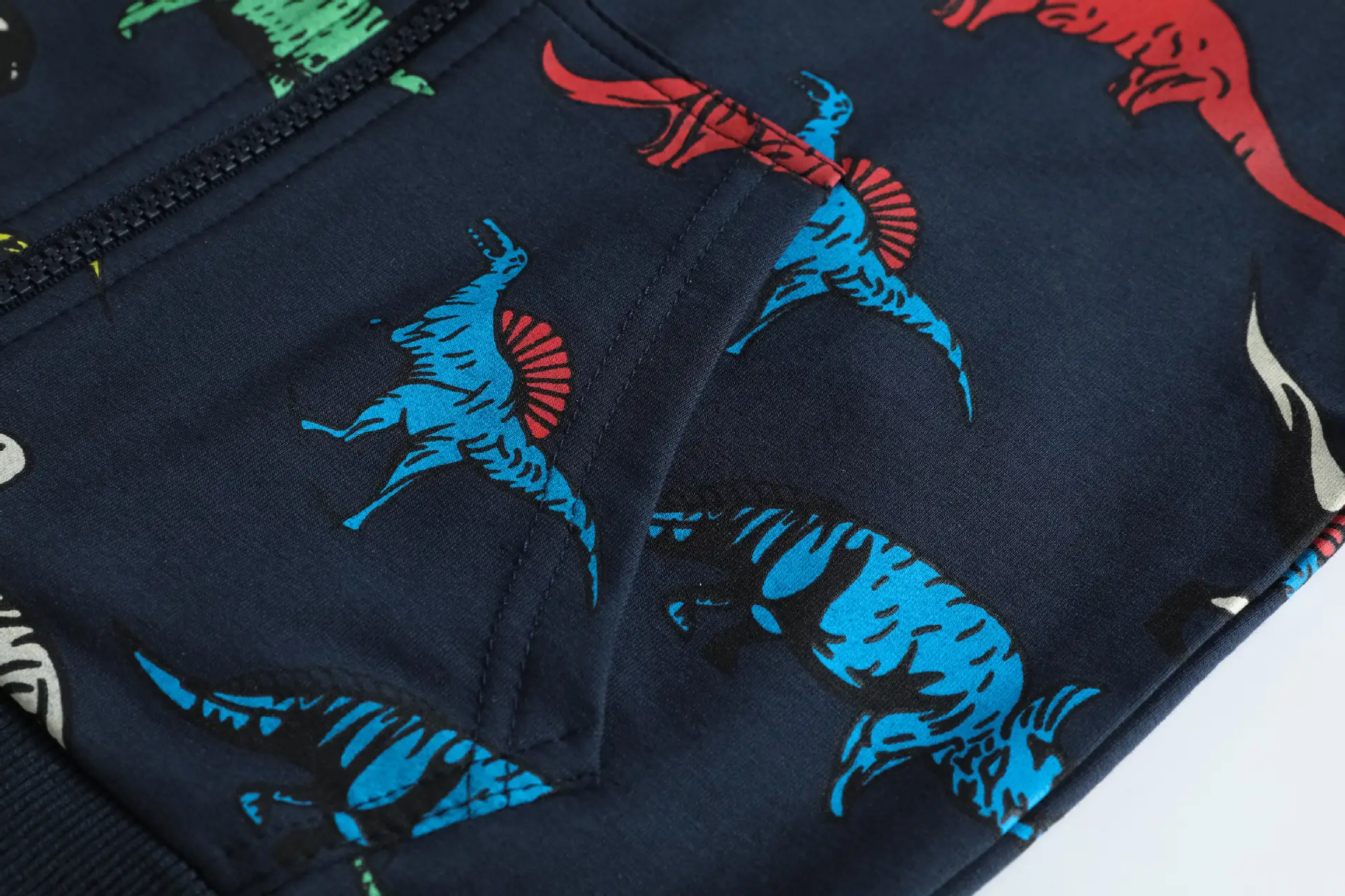 Dinosaur Printed Kids Hooded Sweater Grey — feature 7