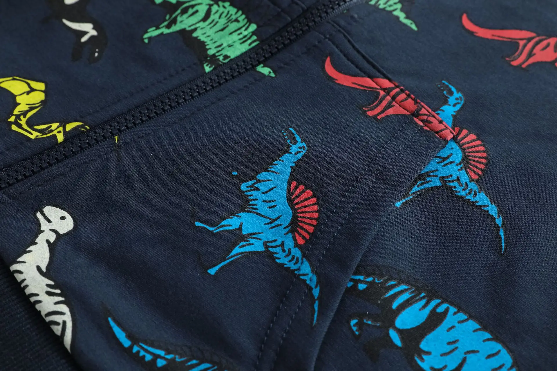 Dinosaur Printed Kids Hooded Sweater Grey — feature 9