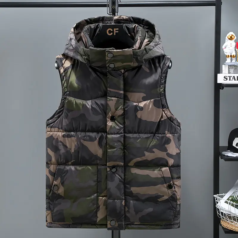 Men's Camo Hooded Cotton Vest 2022 Winter - Image 7