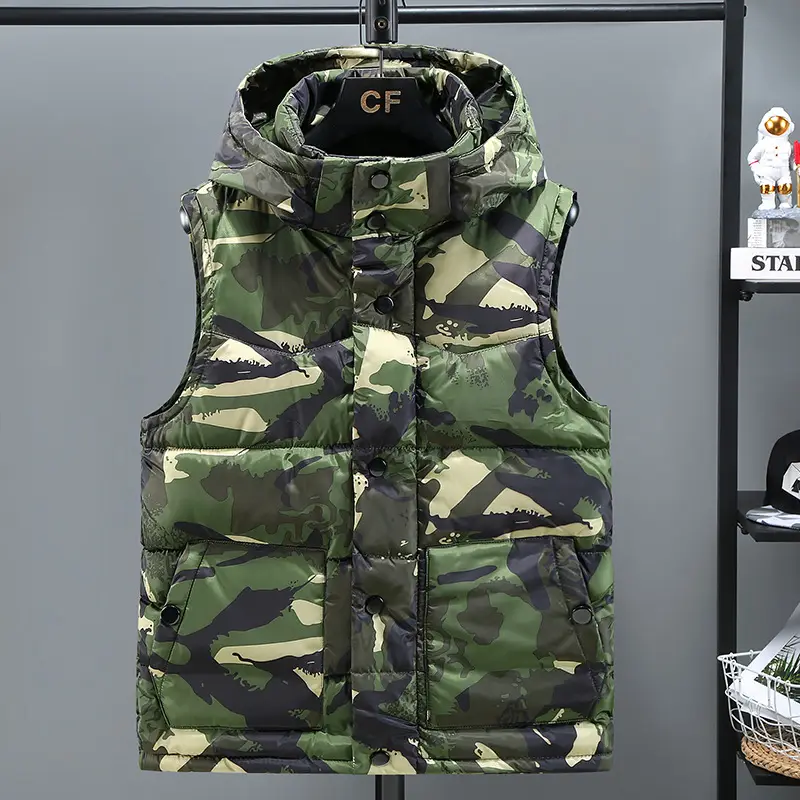 Men's Camo Hooded Cotton Vest 2022 Winter - Image 2