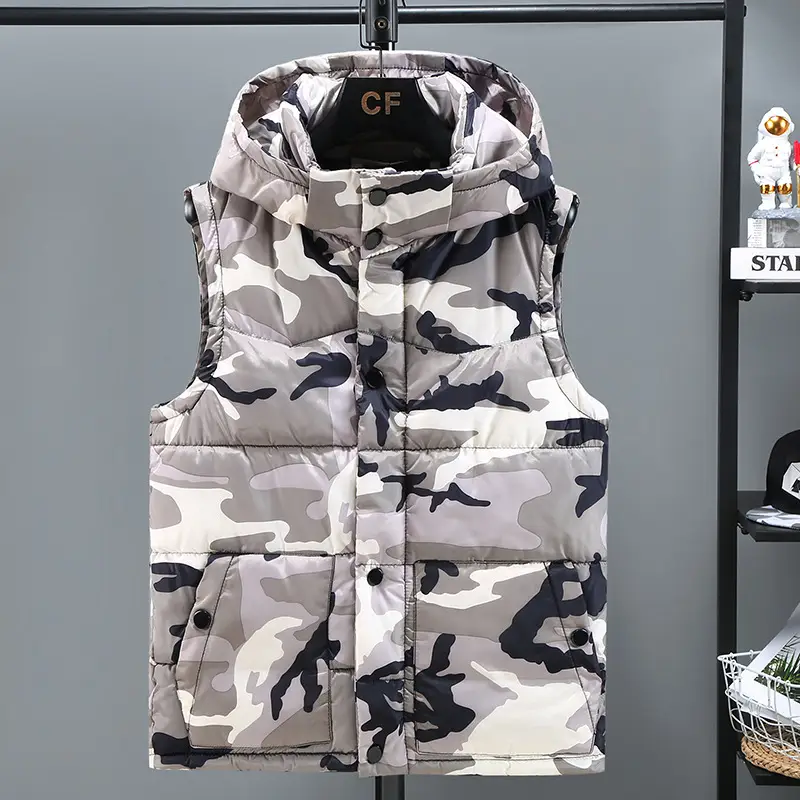 Men's Camo Hooded Cotton Vest 2022 Winter - Image 3